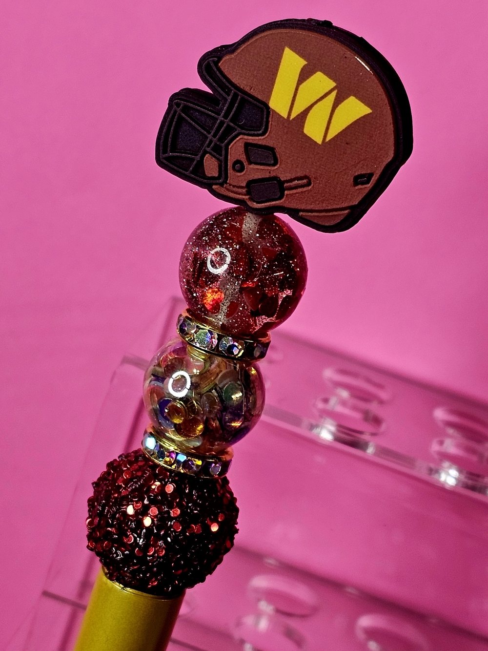 NFL Washington Commanders Sparkly/Blingy Custom Created Super Fan Beaded Pen